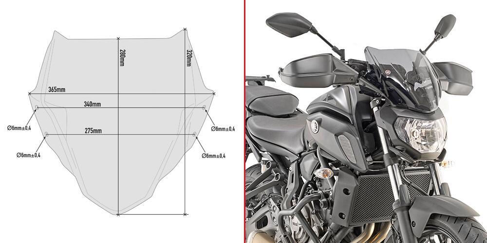 Cupolino fumè Givi A2140 specifico per YAMAHA MT-0