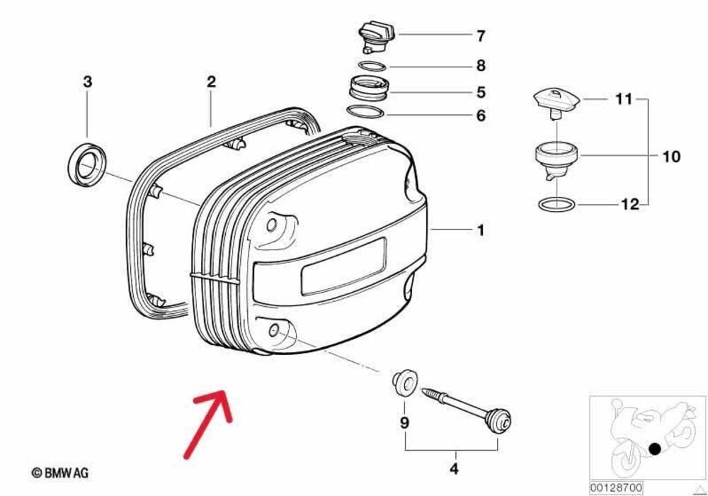 Coperchio testa cromato destro BMW