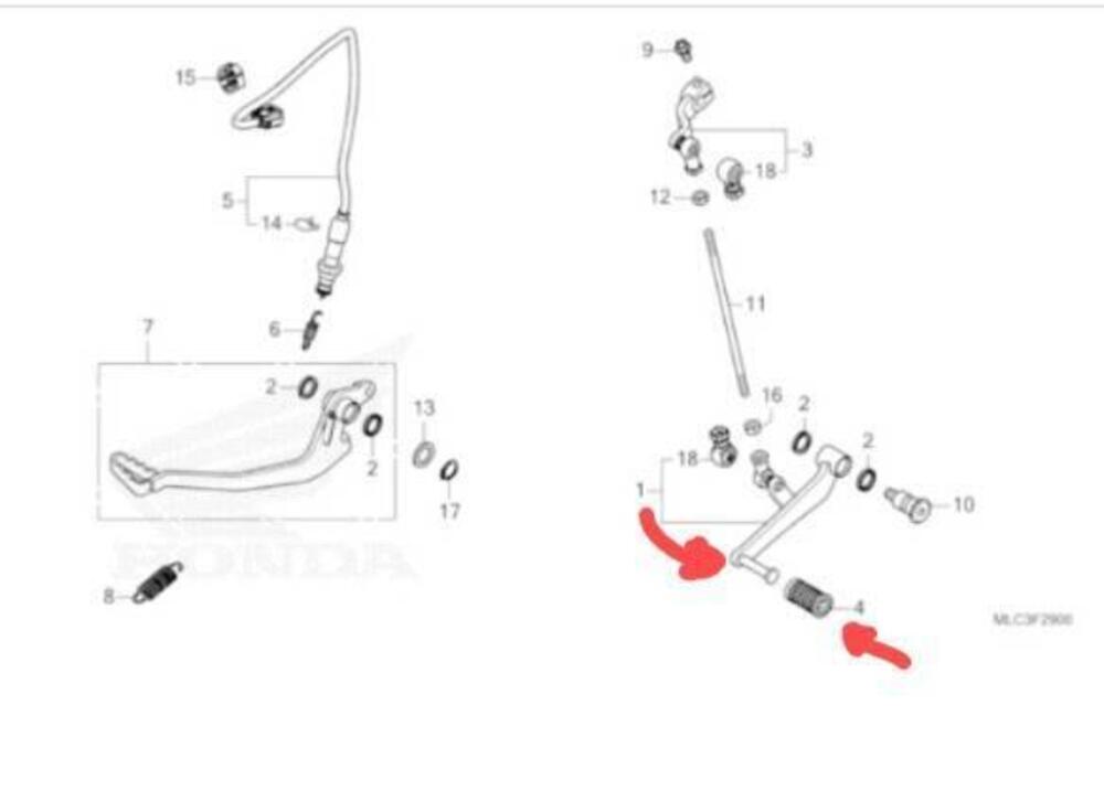 PEDALE CAMBIO PER HONDA TRANSALP 750 CODICE 24705M (2)