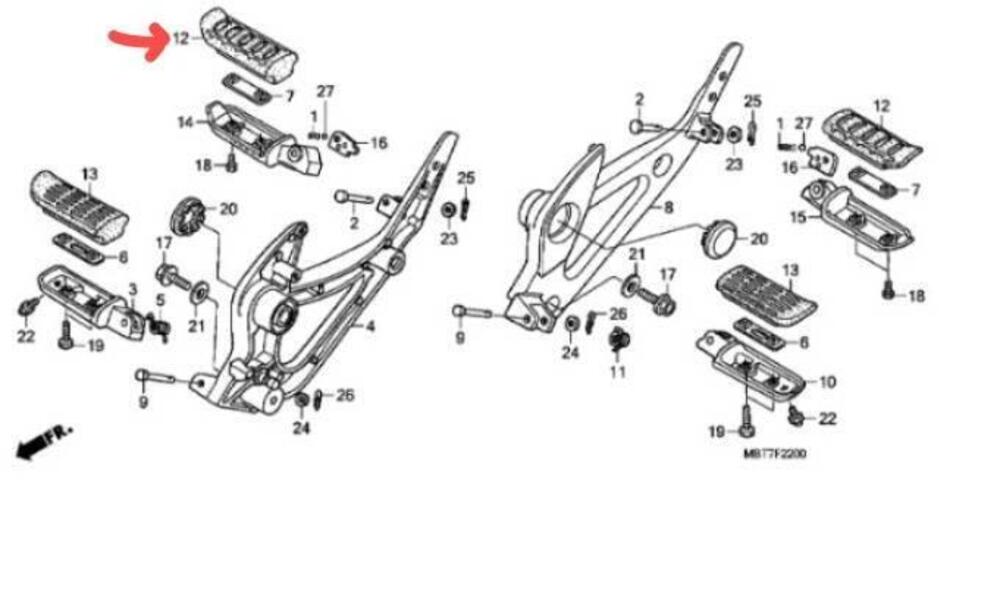 GOMMA PEDANA POGGIAPIEDI POSTERIORE DX/SX HONDA 50 (2)