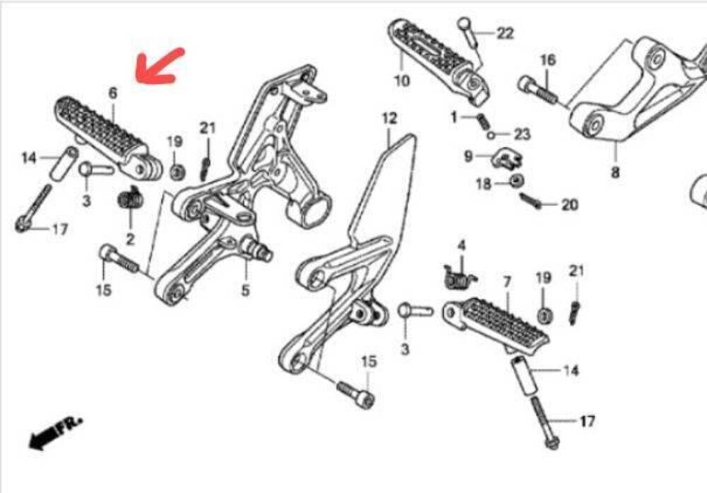 PEDANA POGGIAPIEDI ANT. DX PER HONDA CBR 1000 CODI (2)