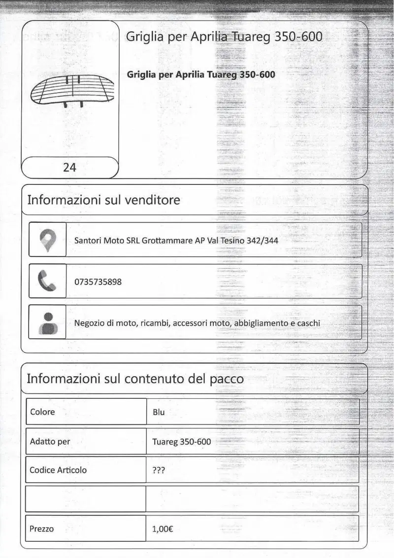 Griglia per Aprilia Tuareg 350-600 (4)