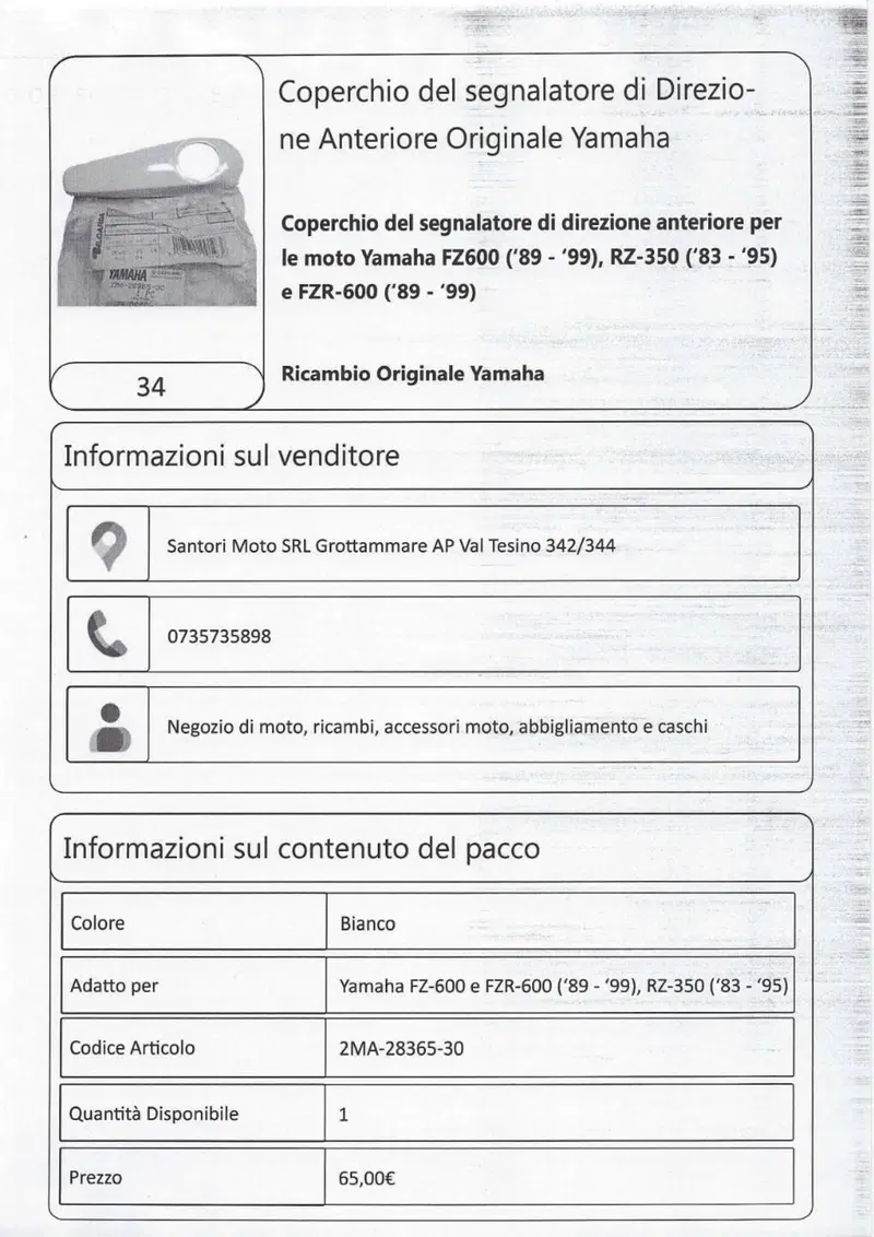 Coperchio del segnalatore di Direzione Anteriore O Yamaha (3)