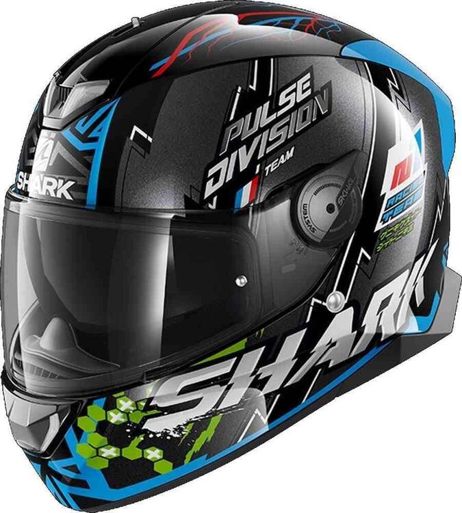 SHRK SKWAL 2 NOXXYS NERO/BL/VERDE 1/L Shark Helmets