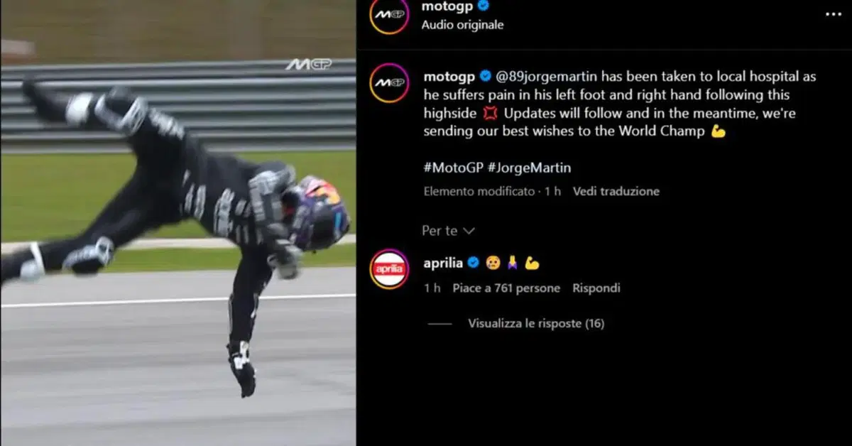 MotoGP 2025. Test di Sepang. Highside per Jorge Martin: fratturati un piede e una mano, si deve operare [VIDEO dell'incidente]
