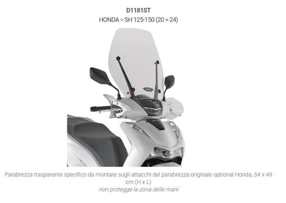 PARABREZZA GIVI PER HONDA SH 125 E 150 CODICE D118