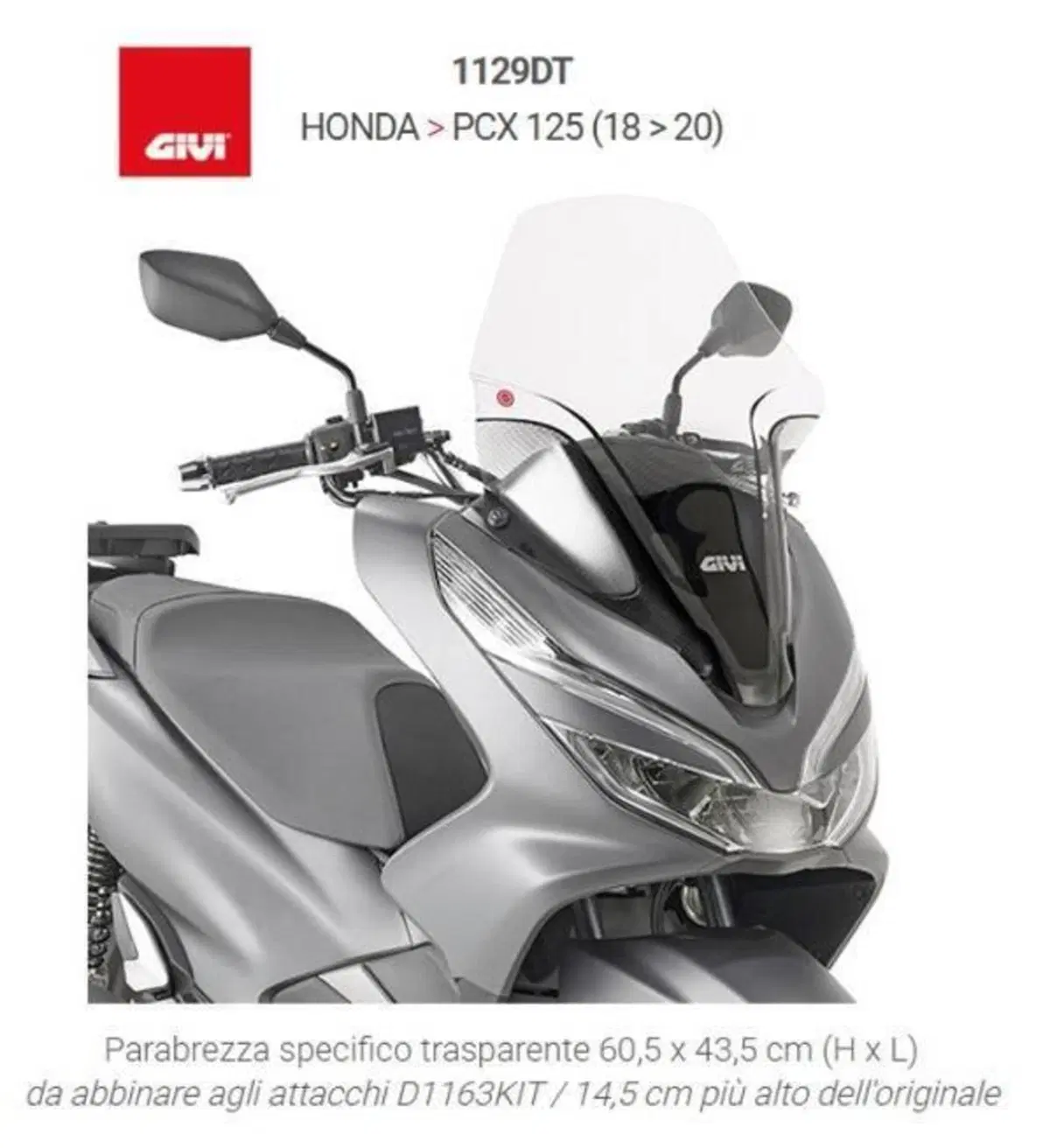 PARABREZZA GIVI PER HONDA PCX 125 CODICE 1129DT