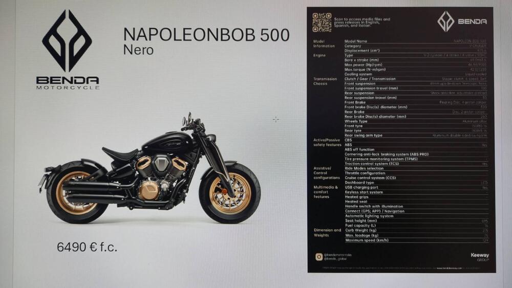 Benda Motorcycles Napoleon Bob 500 (2024 - 25)