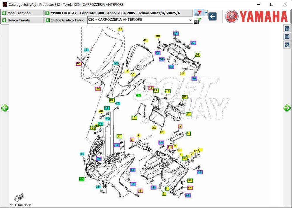 Scudo anteriore grigio Yamaha Majesty 400 2004-05