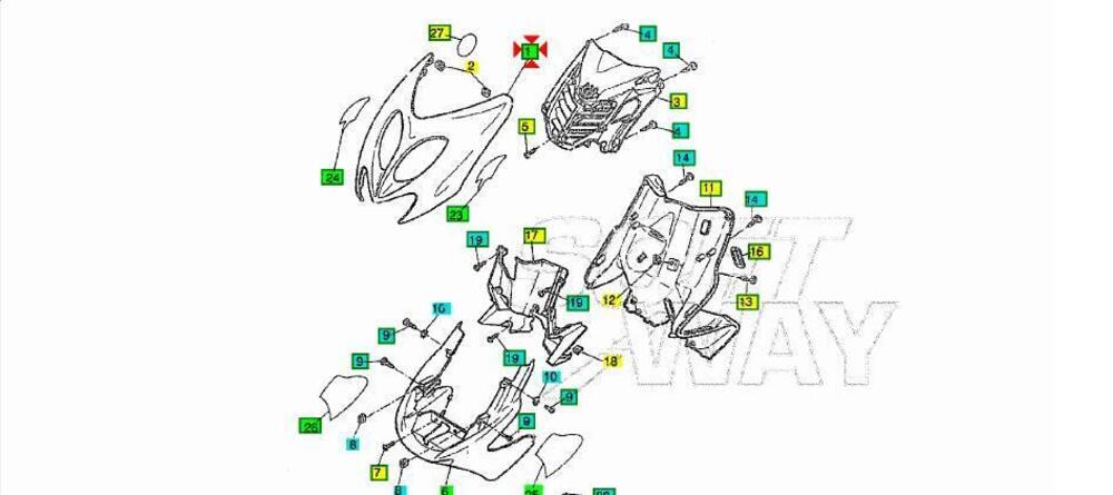 Scudo anteriore blu Yamaha Aerox 50 5BRF835G00P5