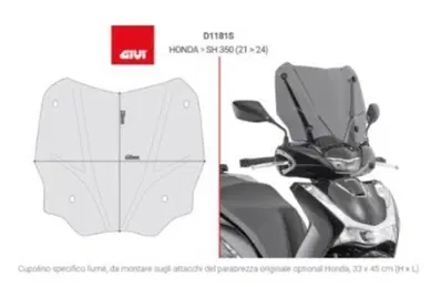 PARABREZZA FUME' GIVI PER HONDA SH 350. CODICE D11