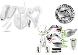 Kit plastiche+decals Ufo Thunder Kawasaki Bianco U 