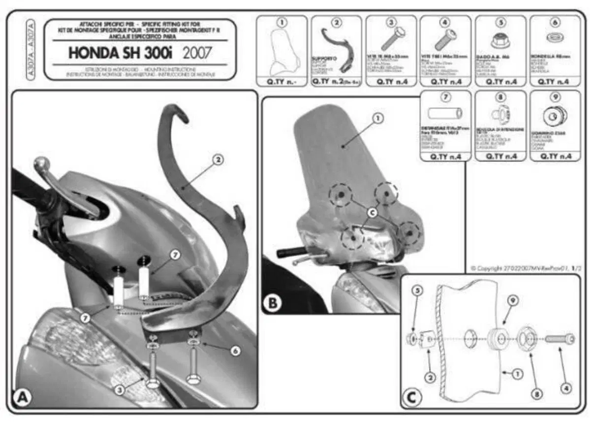 PARABREZZA GIVI PER HONDA SH 300 I CODICE 307A (2)