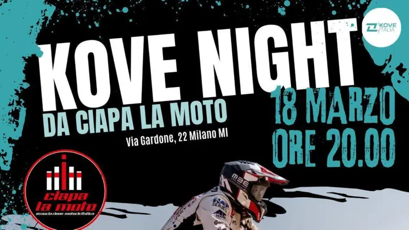 Il 18 marzo arriva la KOVE Night da Ciapa la Moto