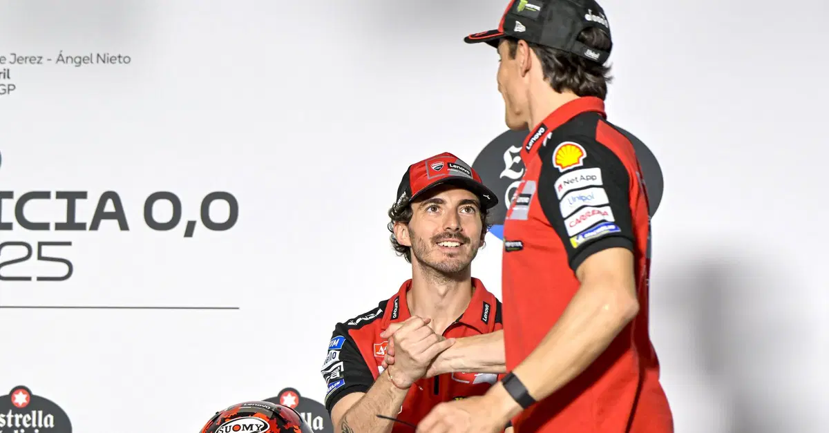 MotoGP 2025. GP di Spagna a Jerez. Pecco Bagnaia: "Marc Marquez ha portato questa moto a un livello superiore. Non mi sento sotto esame, mi ci mettono altri"