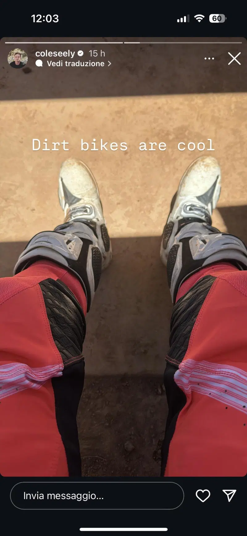 L'altra instagram stories di Cole Seeley