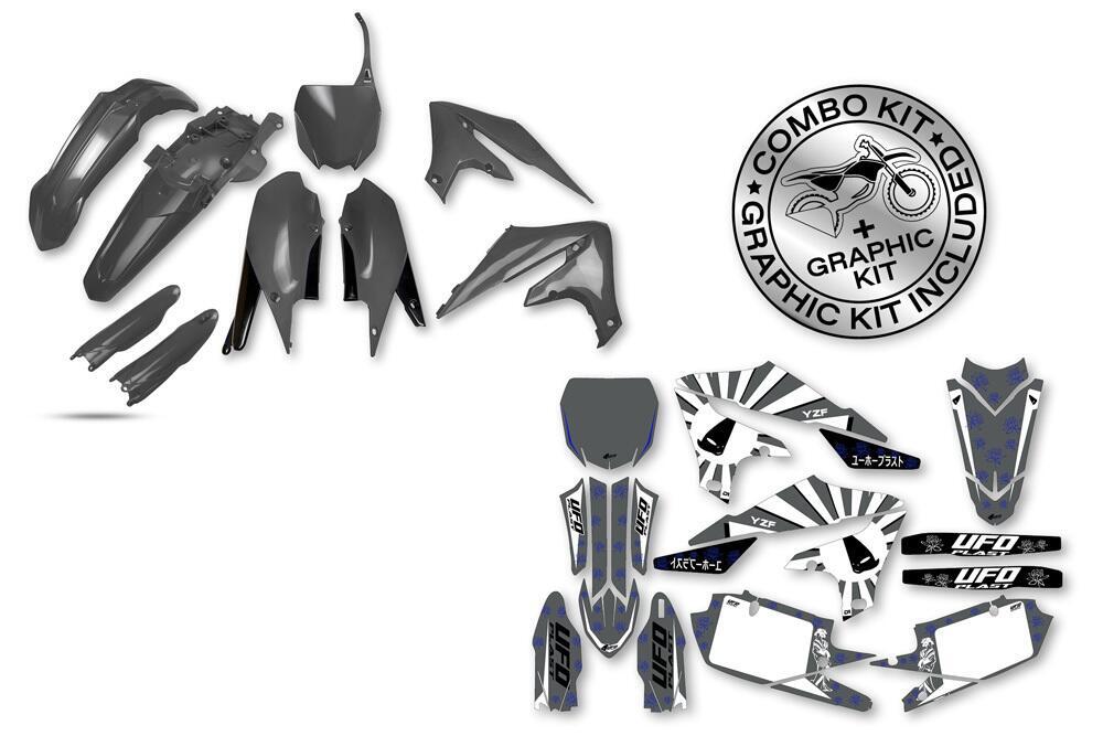 Kit plastiche+decals Ufo Akaishi Yamaha Grigio YZ 
