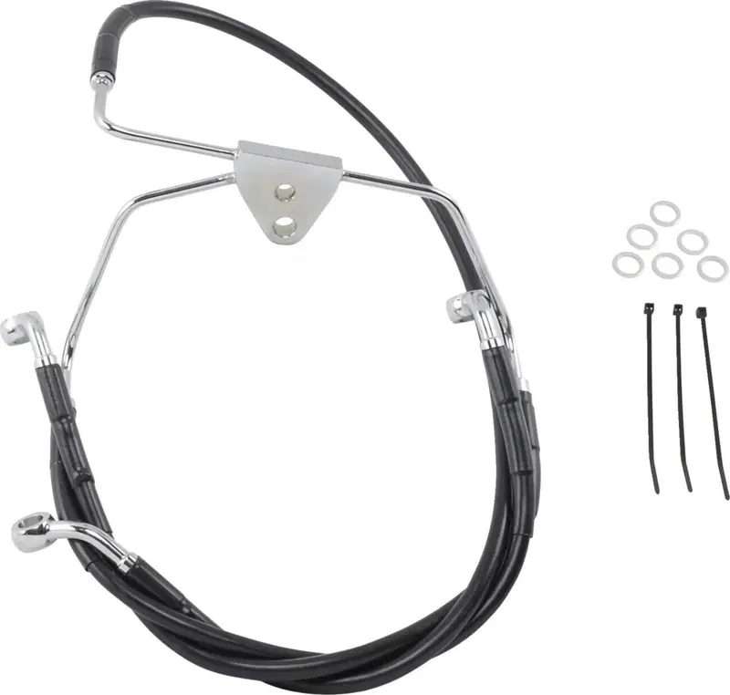 Tubo freno ant treccia Nero FLHT e FLHX disco dopp Drag Specialties
