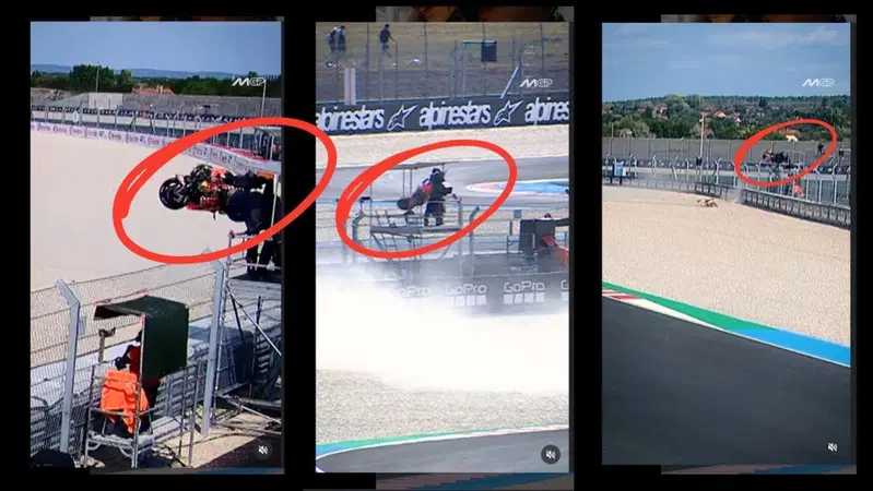 MotoGP 2025. GP di Ungheria. Per quei pochi che non l'hanno visto, ecco l'incidente di Pedro Acosta, la moto finisce a pochi cm dal cameraman [VIDEO]