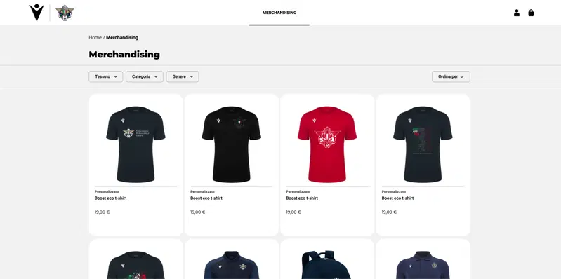Schermata dell'e-commerce ufficiale FMI