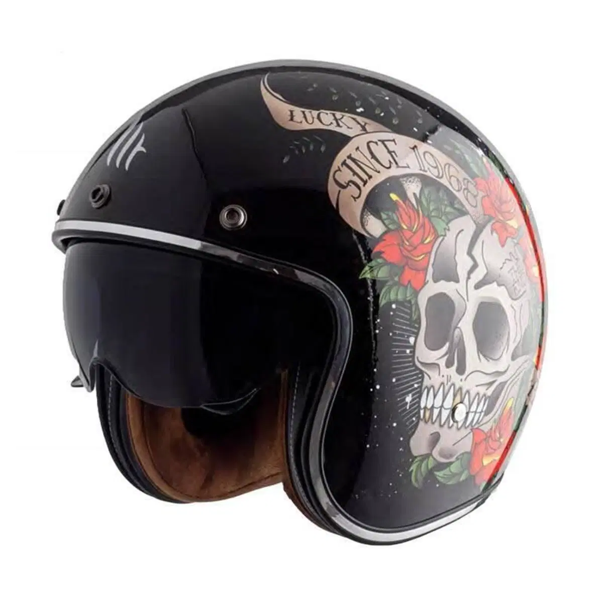 Casco jet Mt Helmets Le Mans 2 SV S Skull Roses A1