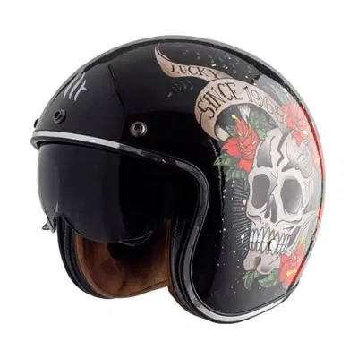 Casco jet Mt Helmets Le Mans 2 SV S Skull Roses A1