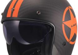 Casco Jet LS2 OF601 Bob II C Star Arancio In Carbo