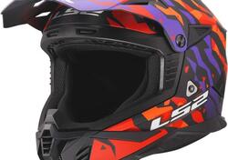 Casco Cross LS2 MX708 Fast II Grotesk Viola Aranci