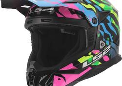 Casco Cross LS2 MX708 Fast II Grotesk Blu Rosa Ver