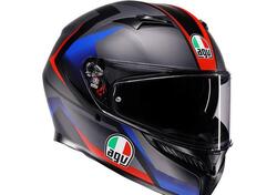Casco Integrale AGV K3 Striga Nero Opaco Blu Rosso