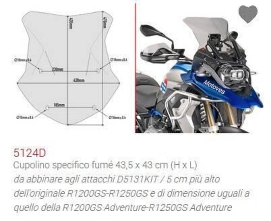 Cupolino Fumè BMW R 1200GS - R 1250GS Givi