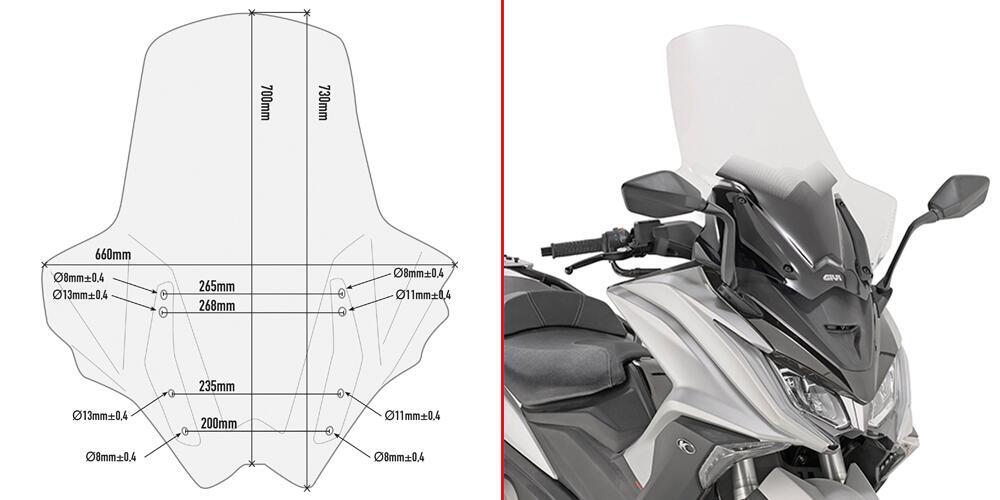 Parabrezza maggiorato Givi D6110ST per KYMCO AK 55