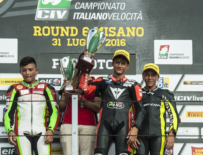 Il podio di Pre Moto3, con Fusco al centro