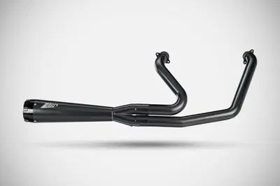 Scarico 2 in 1 Racing nero Zard per Softail Fat Bo