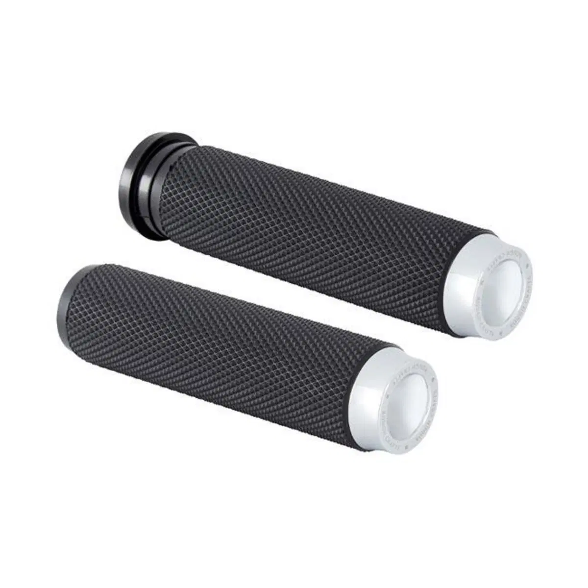 Manopole Knurled con gomma nere e cromo per accele Rough Crafts