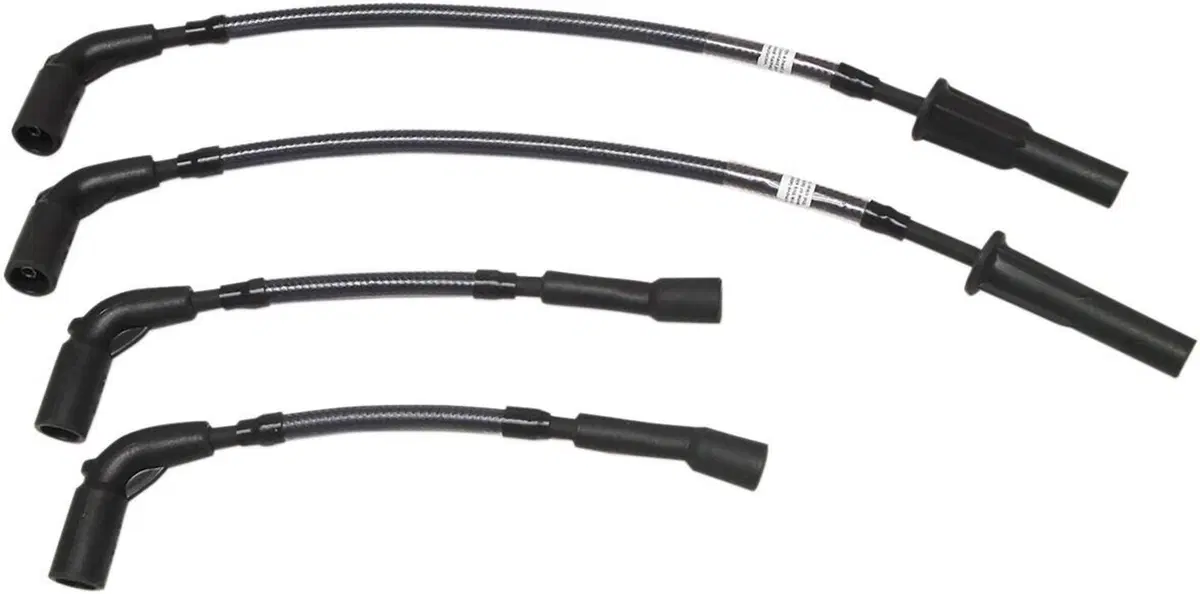 Cavi candele Magnum in treccia nera per Softail da 