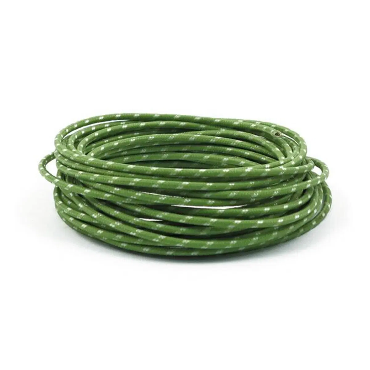 Cavo elettrico in tessuto verde-bianco Matassa da 