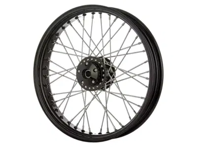Ruota anteriore a 40 raggi nera e cromo 21x2,15 Pe 