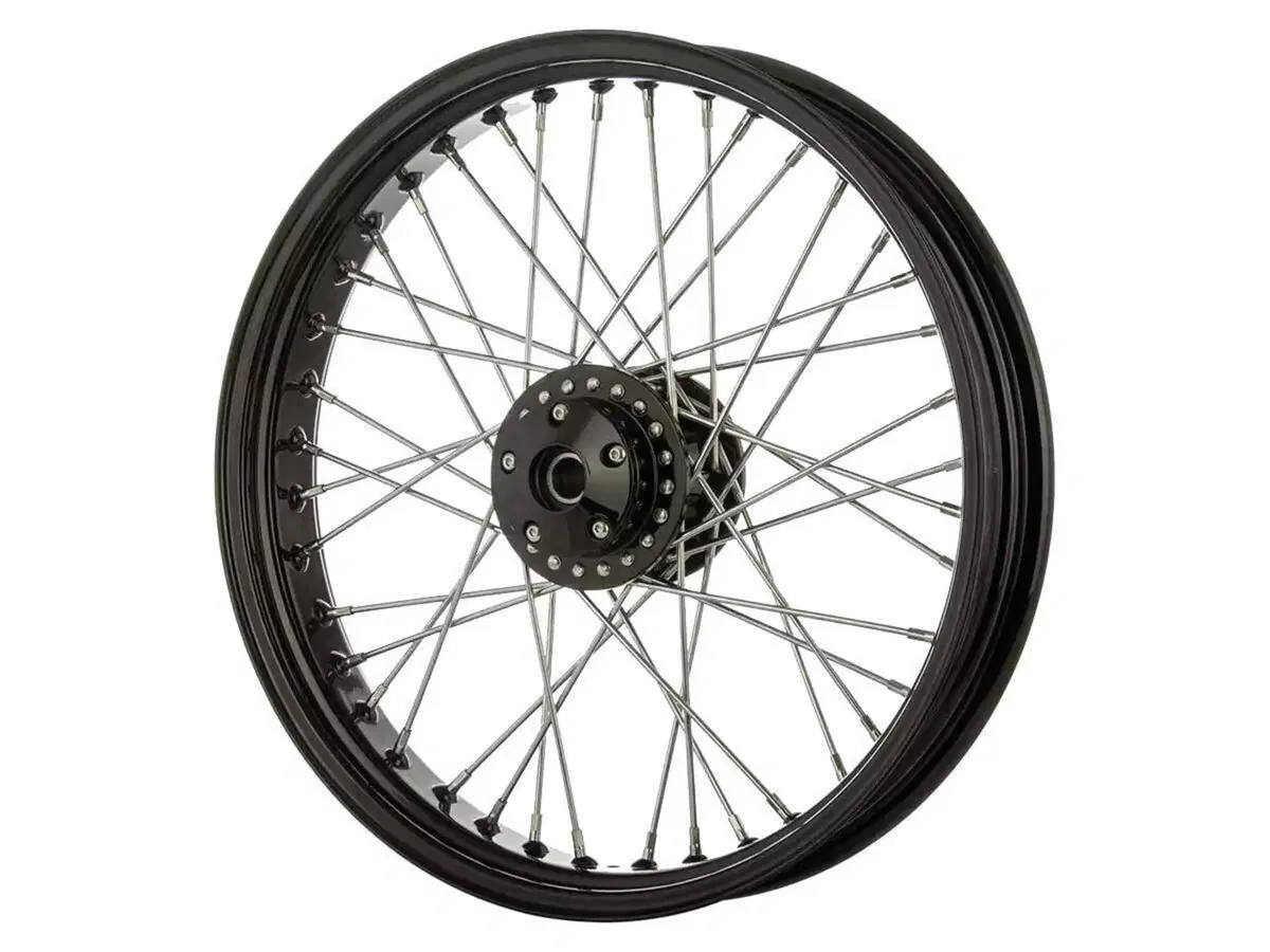 Ruota anteriore a 40 raggi nera e cromo 21x2,15 Pe 