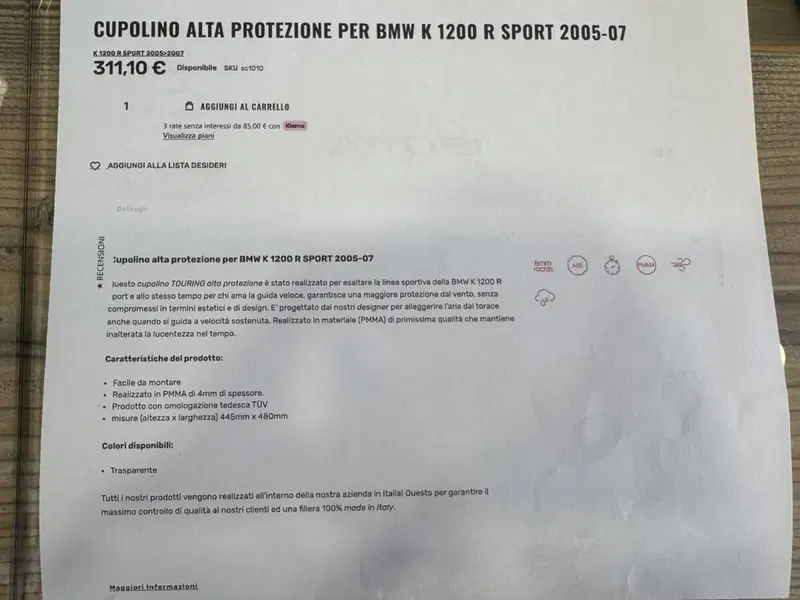 PARABREZZA ISOTTA BMW K 1200 R SPORT 2005-07 (5)