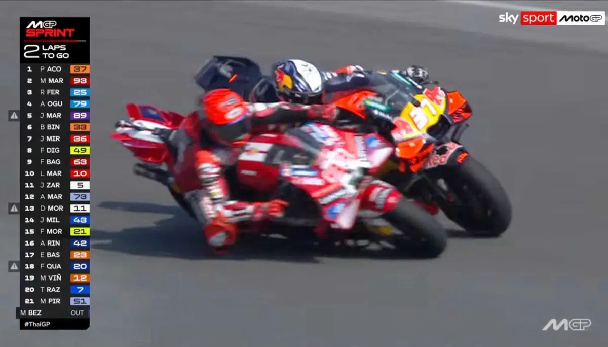 Foto contatto Márquez-Acosta nella Sprint Thailandia