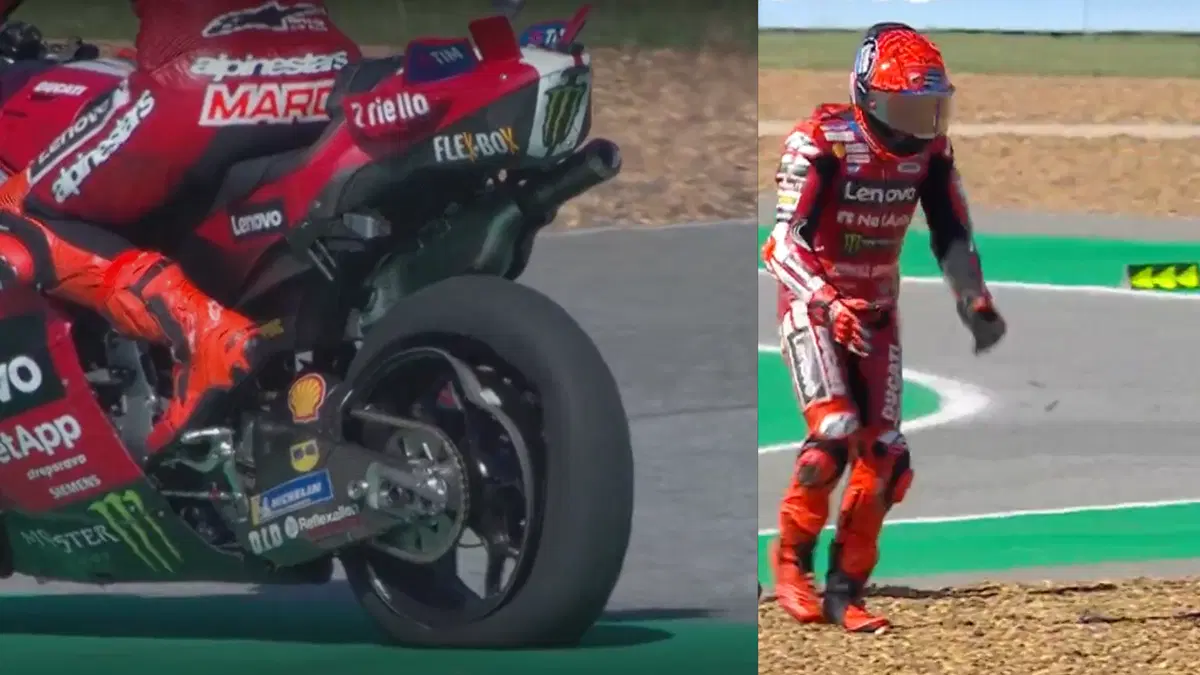 GP Thailandia: cordolo e la gomma di Marc Márquez si sgonfia (6)