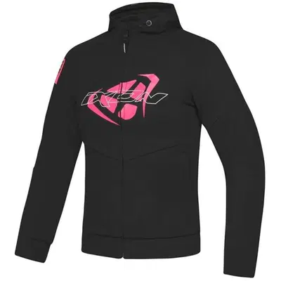 Felpa Moto Donna Ixon Touchdown L Nero Rosa Vivo