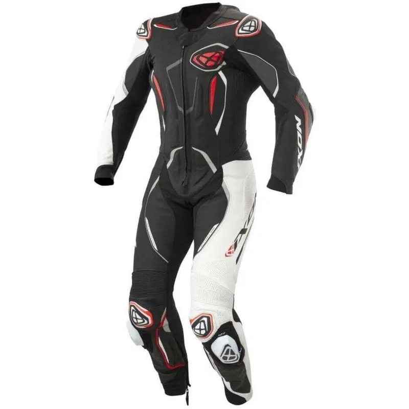 Tuta moto pelle intera Ixon DEMONIO Nero Bianco Ro