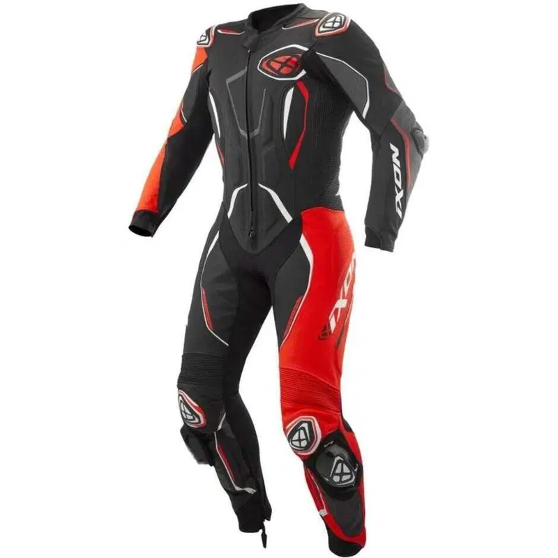 Tuta moto pelle intera Ixon DEMONIO Nero Rosso Bia