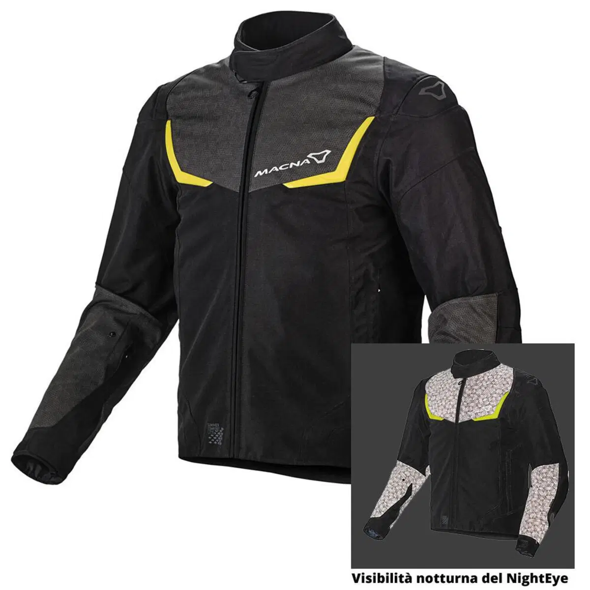 Giacca moto touring Macna Durago WP Night Eye Gial