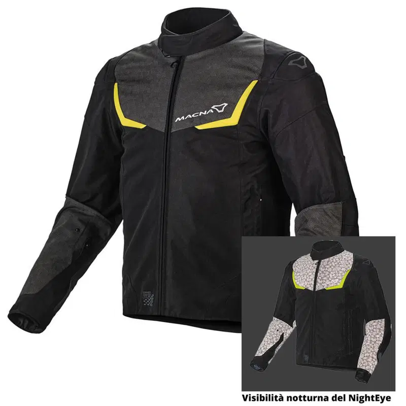 Giacca moto touring Macna Durago WP Night Eye Gial