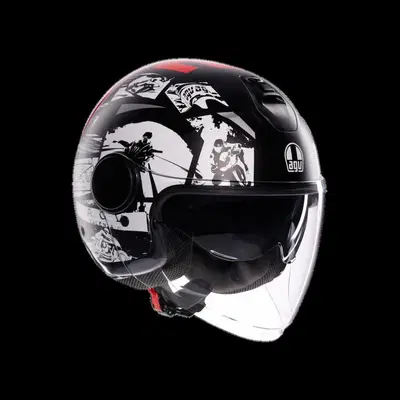 casco jet AGV ETERES HISTORY MATT nero bianco ross