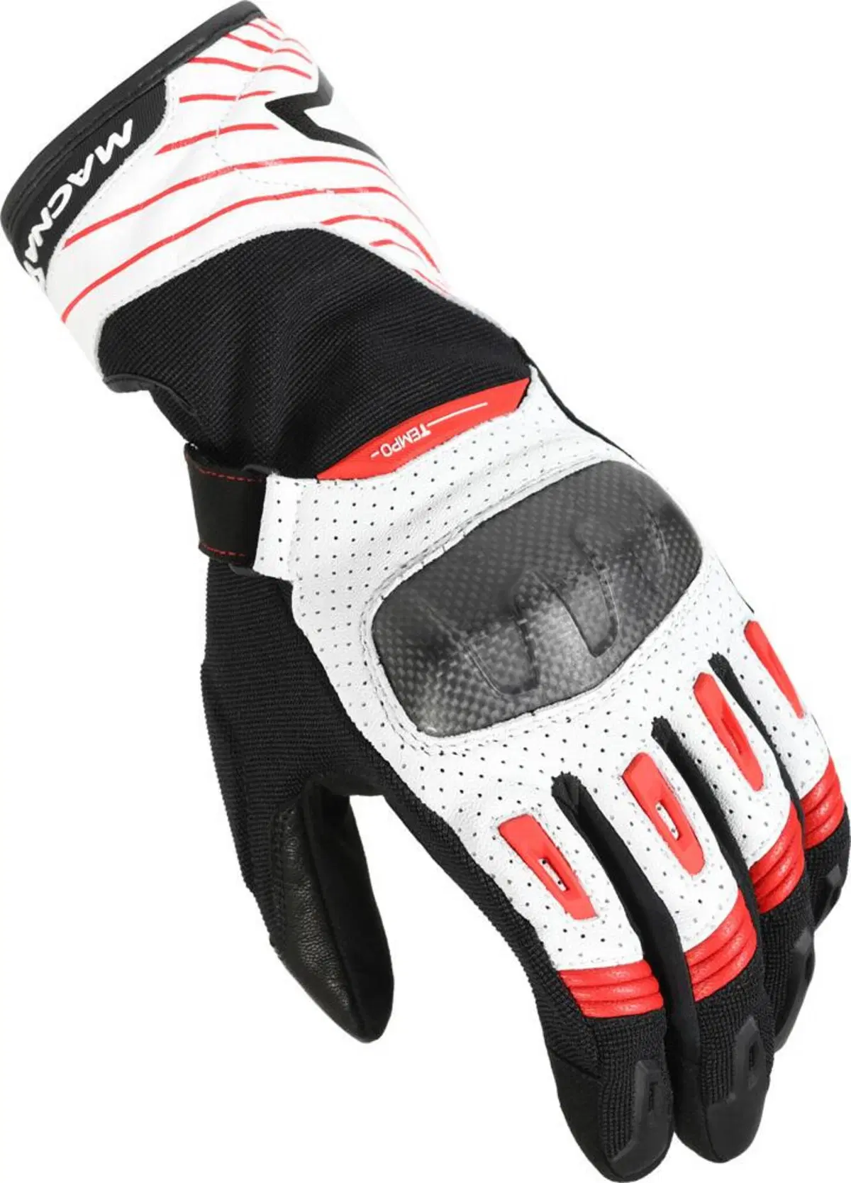 Guanti moto estivi Macna Tempo Nero Bianco Rosso