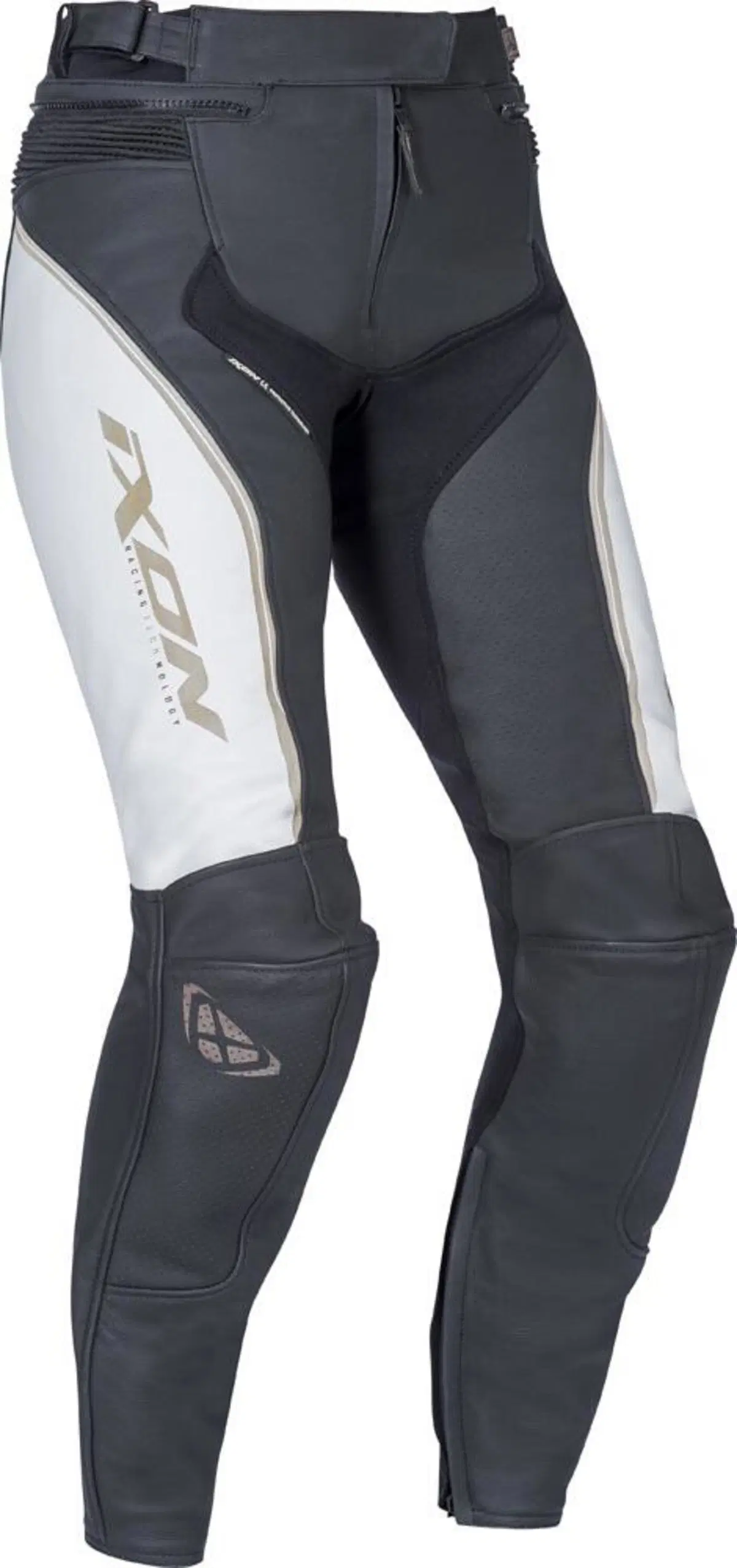 Pantaloni moto donna pelle Ixon TRINITY bianco ner